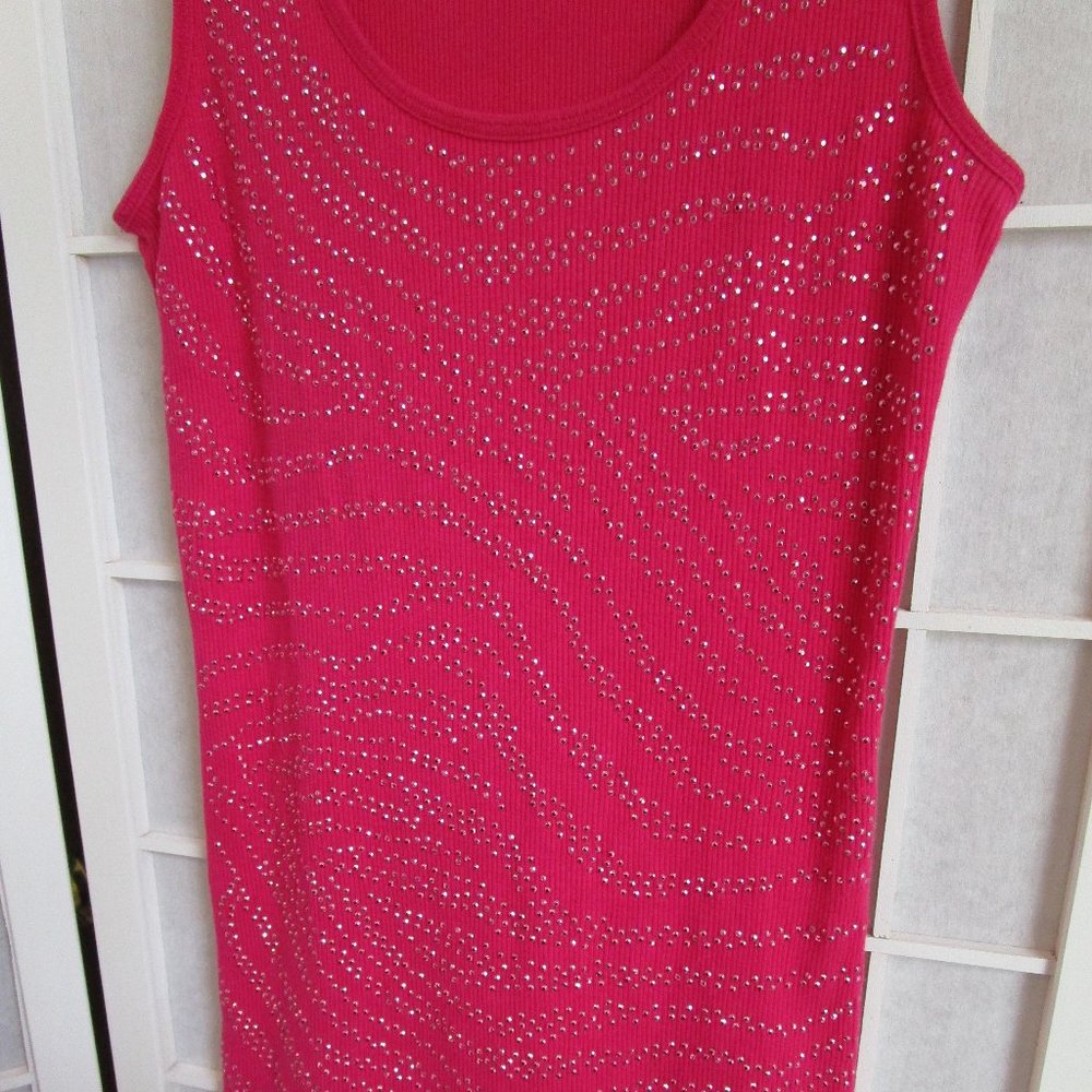 Pink Rhinestone Zebra Print Tank - Picture 2 of 4